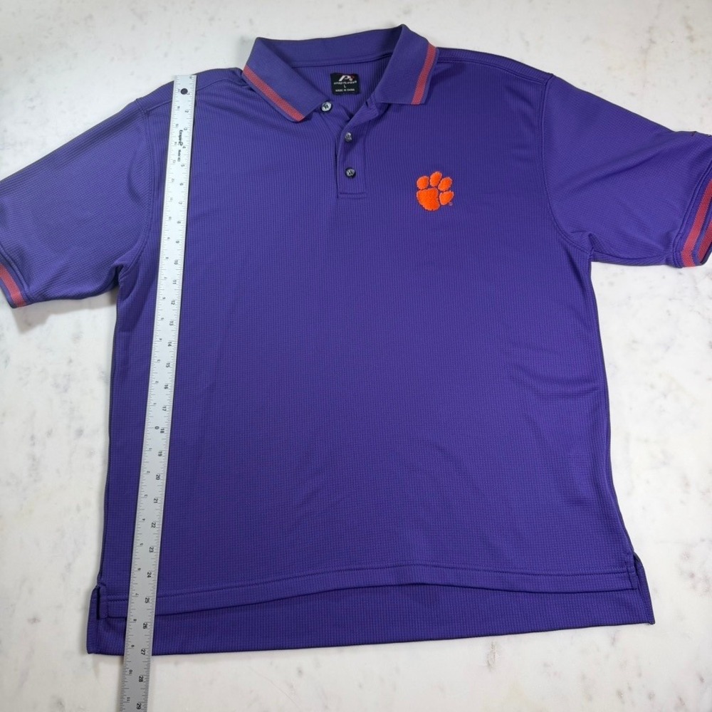 Pro Player Clemson Tigers Polo Mens Large Purple NCAA Short Sleeve Excellent - Picture 4 of 8